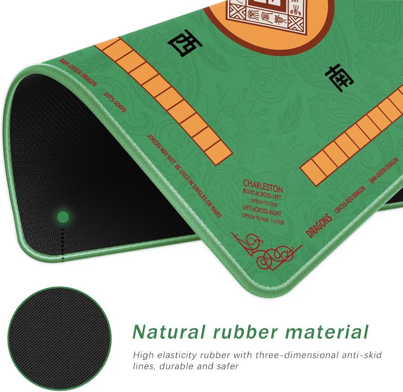 2F22E Mahjong Mat, Noise Reduction Non-Slip Mahjong Mat for Table, 32.4 * 32.4 Inch Mahjong Table Mat for Poker, Board Table Mat, Dominoes, Tile,Card Games (Green) - Image 2